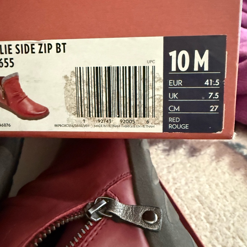 Red Ankle Side Zip Boots